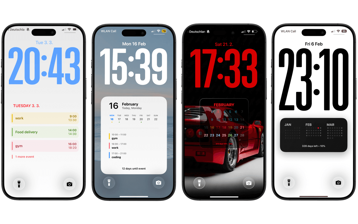 Selecting monthly and daily calendar templates for iPhone lock screen