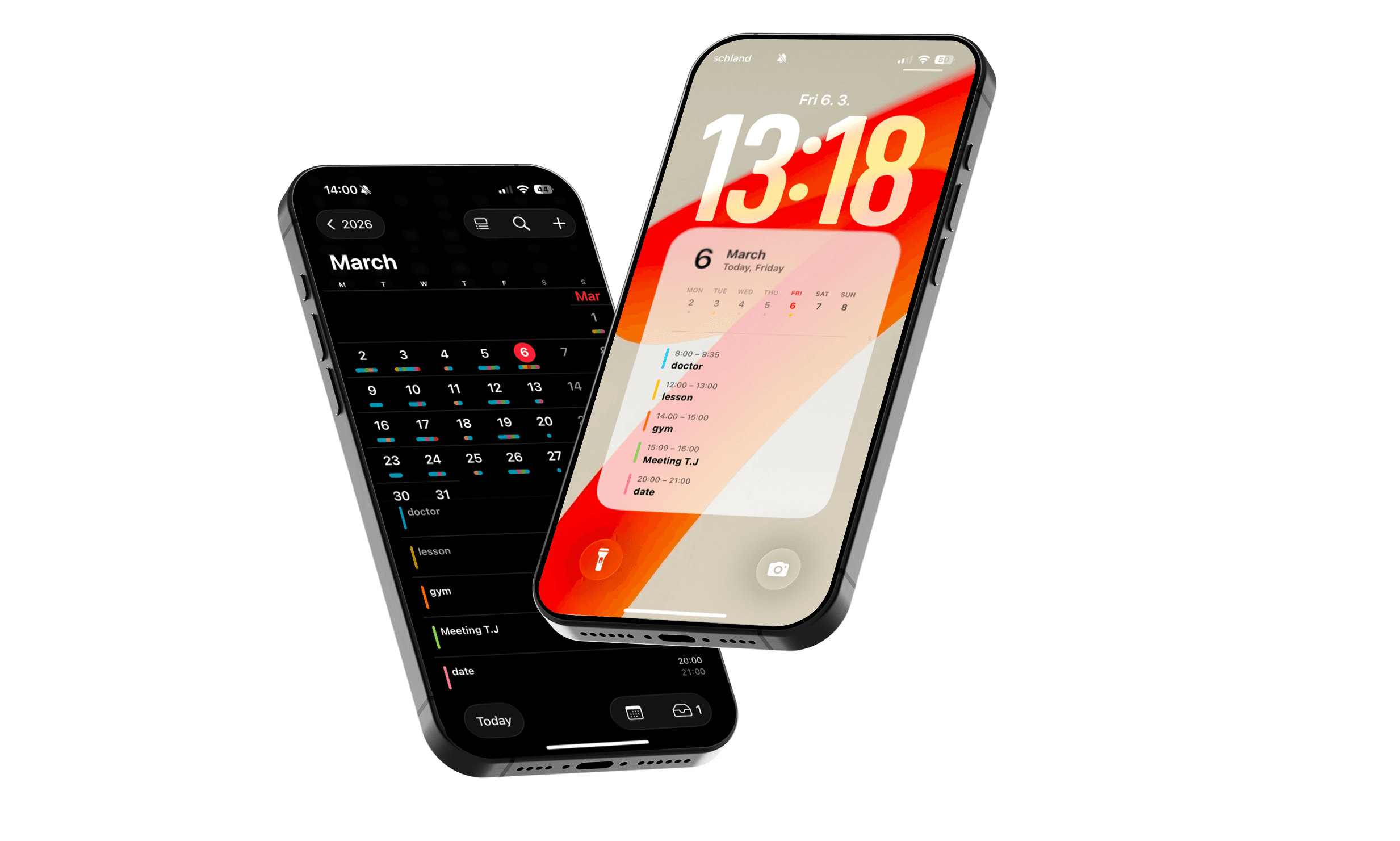Calendar wallpaper displaying a daily schedule.