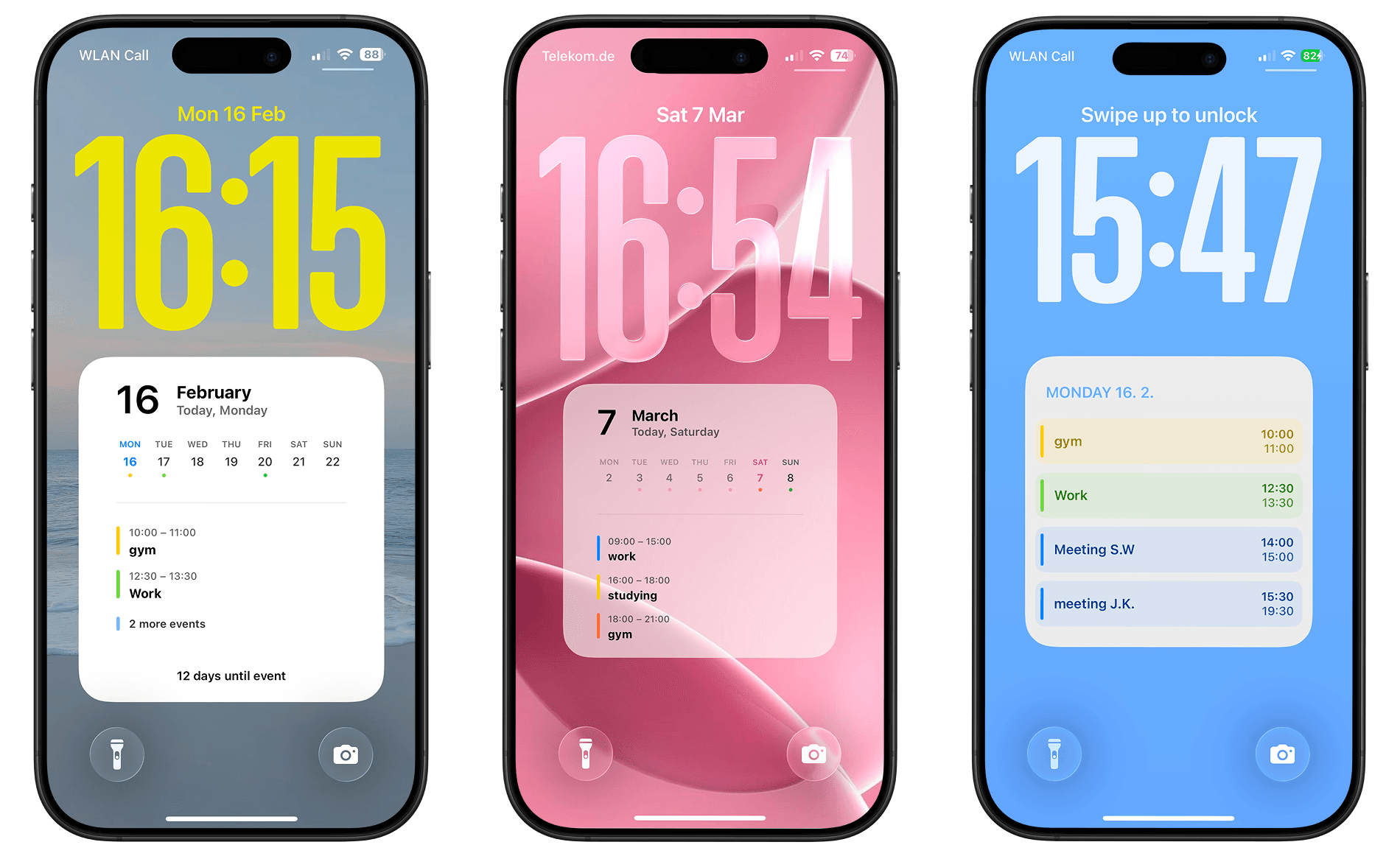 A Lock Screen Calendar showing the full day schedule seamlessly