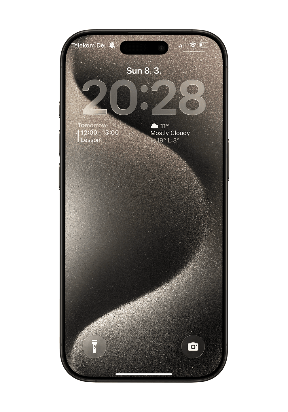 iPhone showing typical lock screen widgets with limited space