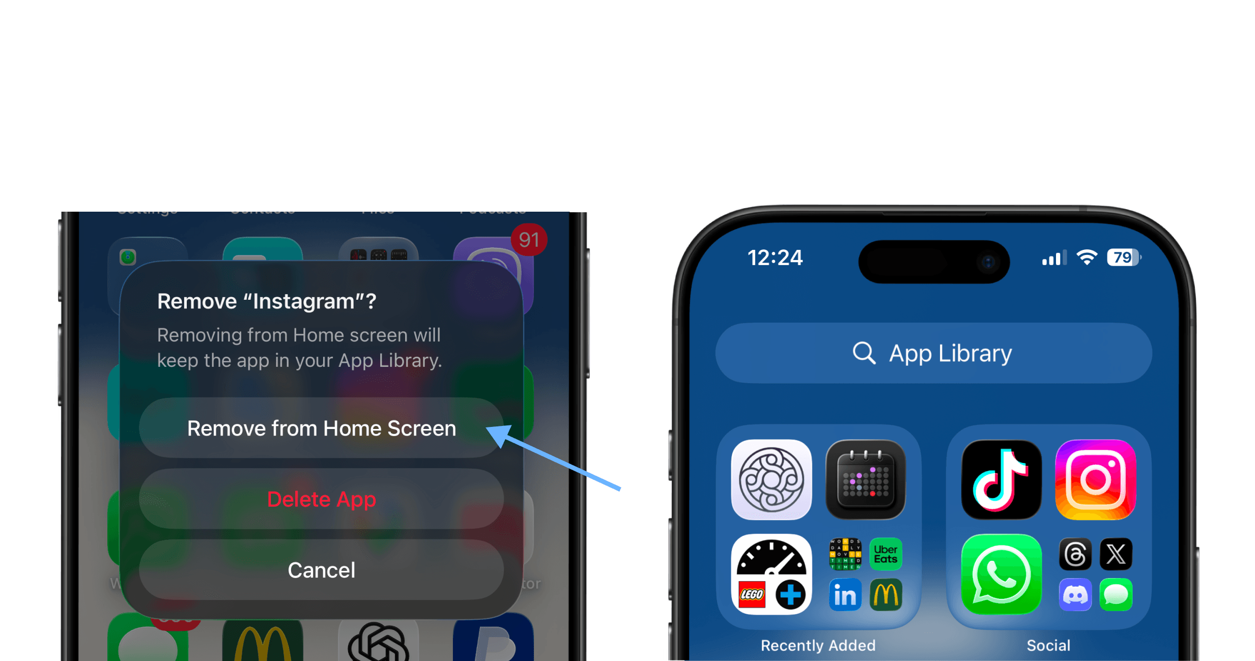 Moving social media apps off the home screen to add friction