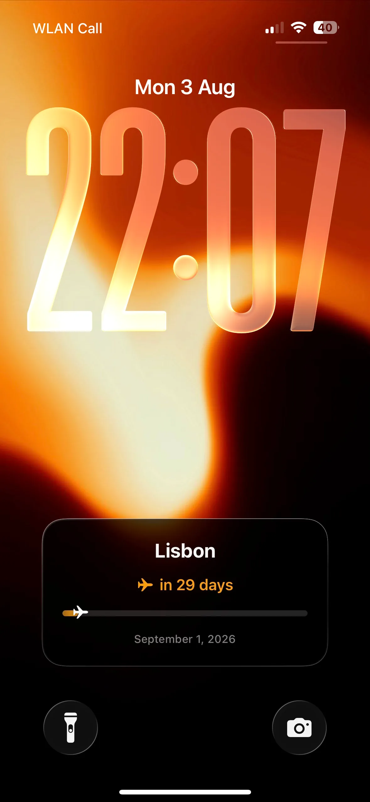 Amber — The number of days, set large over a warm gradient.