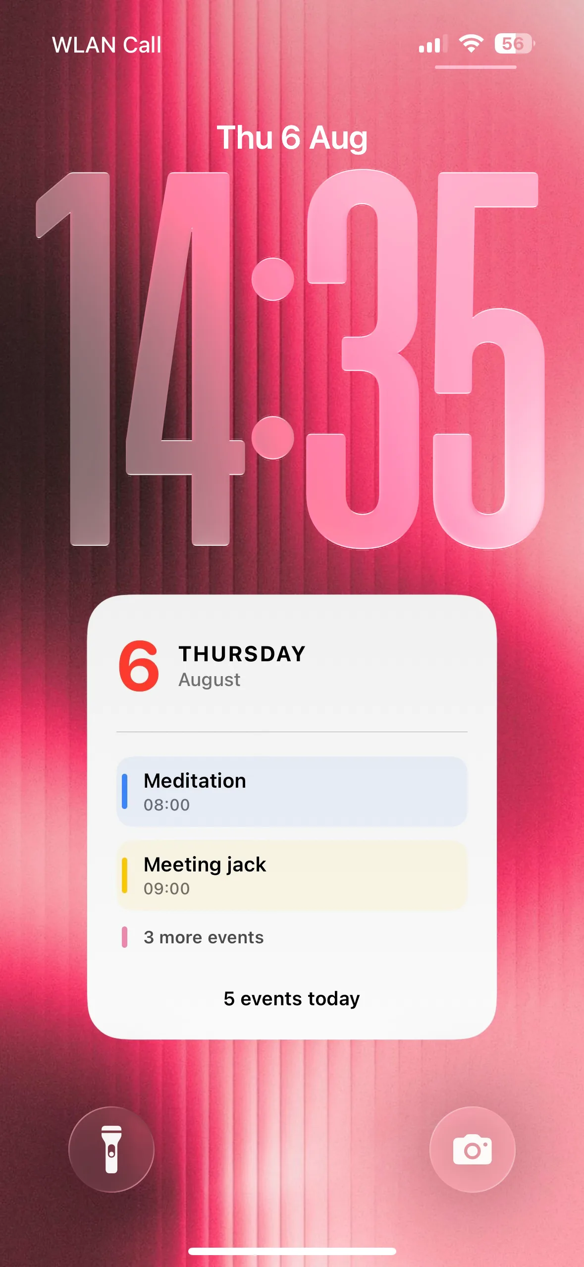 Blush — A compact sticker with the date and the next few events.