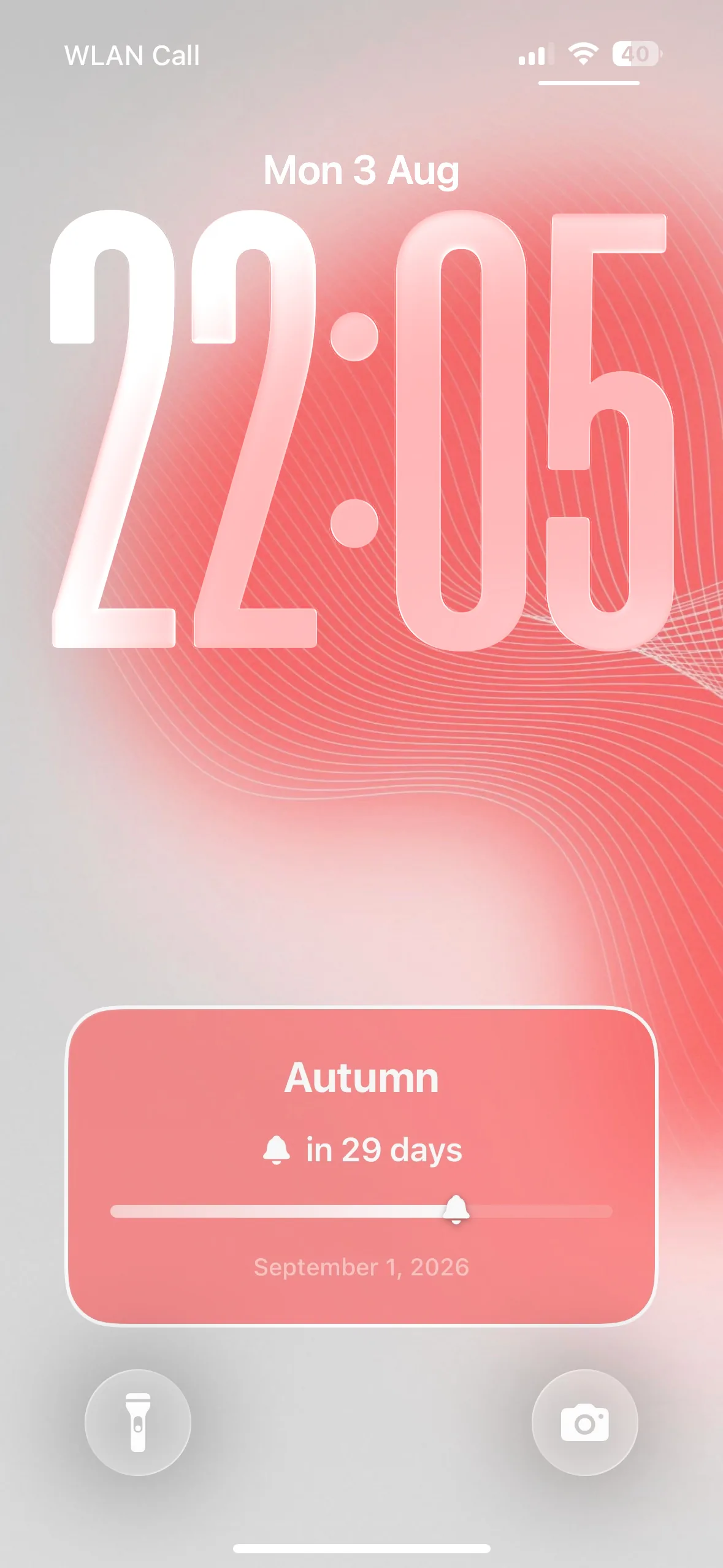 Coral — A soft countdown card with the days left and an honest progress bar.