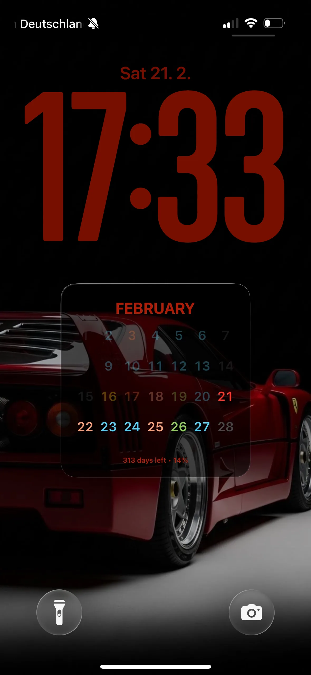 Midnight Red — This month in dots, with today marked in red.