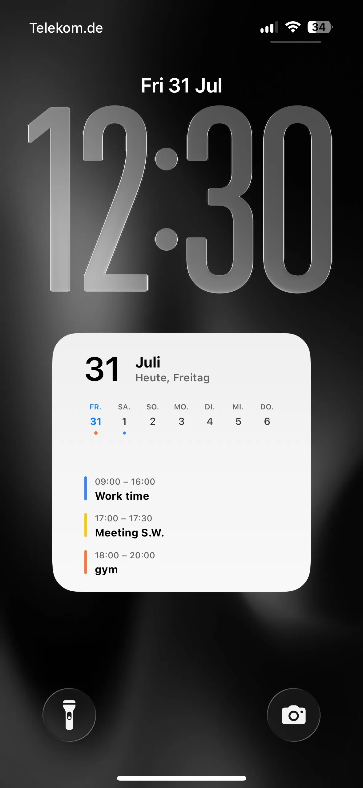 Spotlight — Today's schedule, hour by hour, under a big day number.