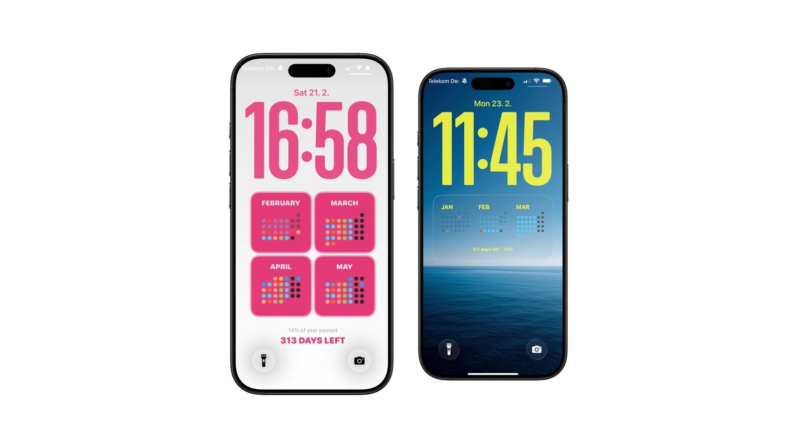 Two aesthetic calendar wallpaper styles generated by Calendarly