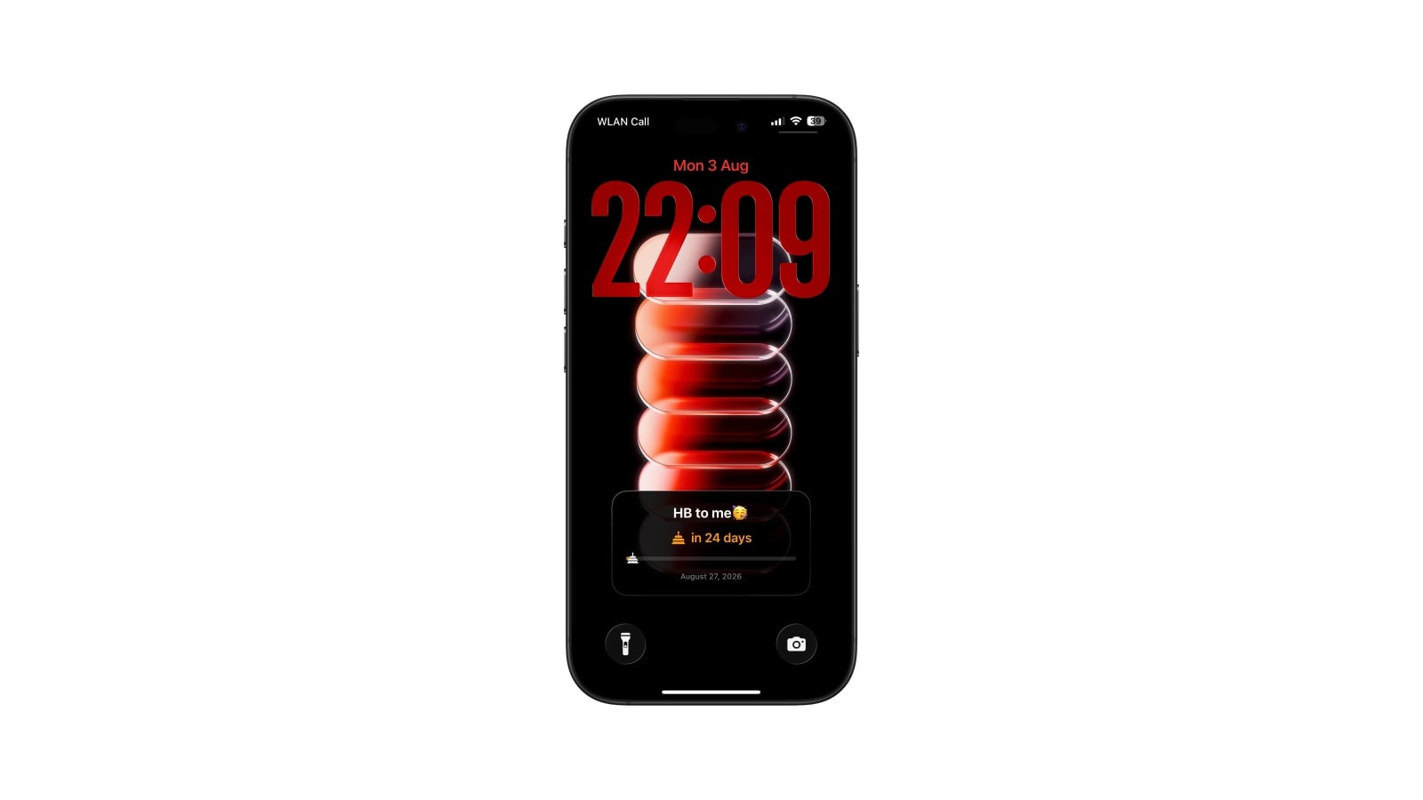 A wedding date countdown generated by Calendarly for an iPhone wallpaper