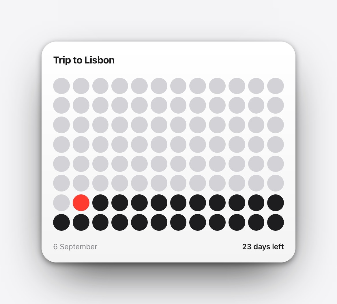 A vacation countdown wallpaper generated by Calendarly
