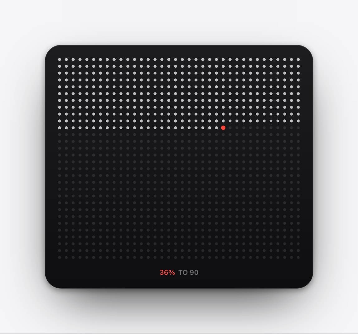 The life-calendar output from the Calendarly iPhone app