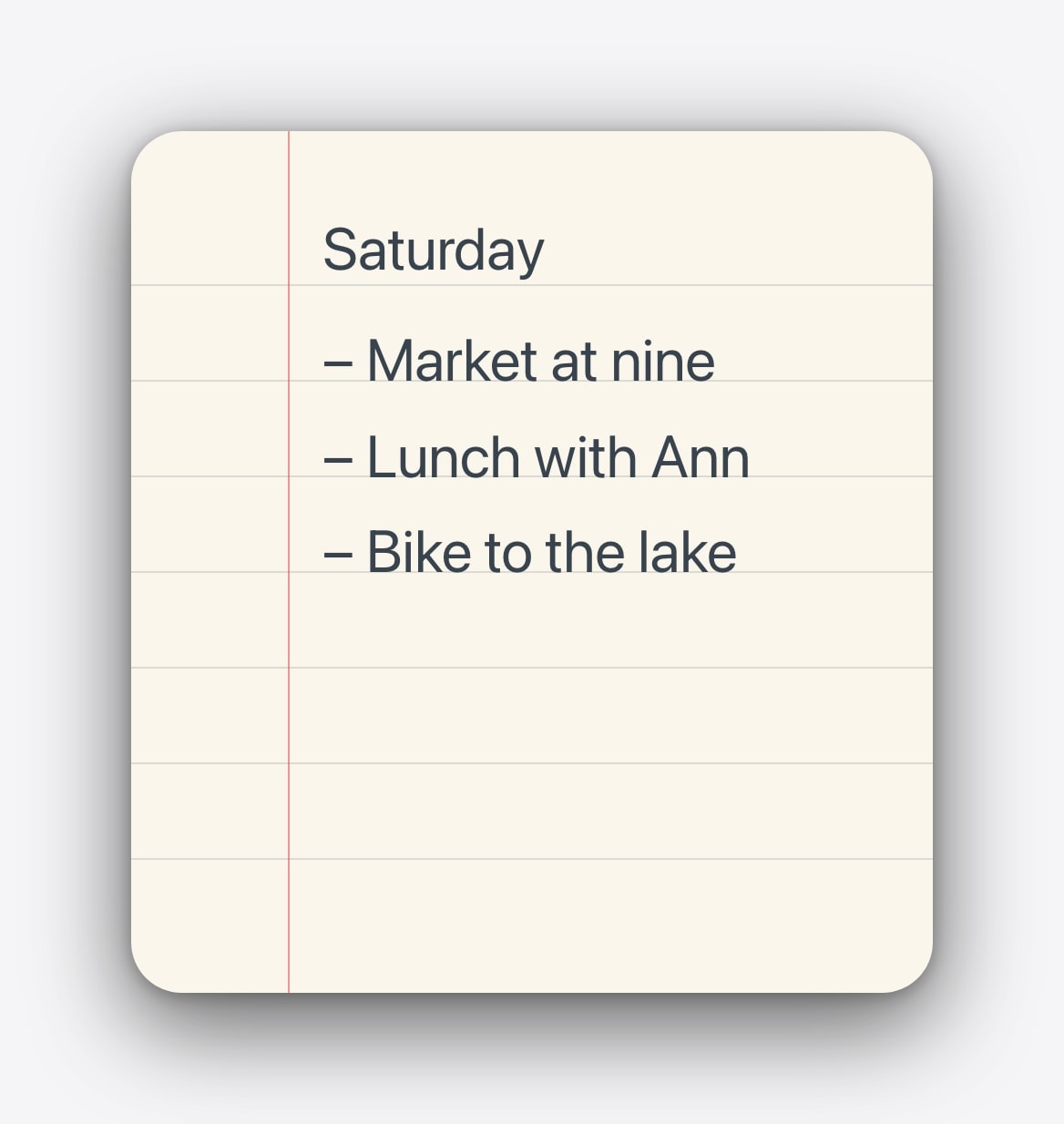 Three short priorities on a ruled Calendarly wallpaper note