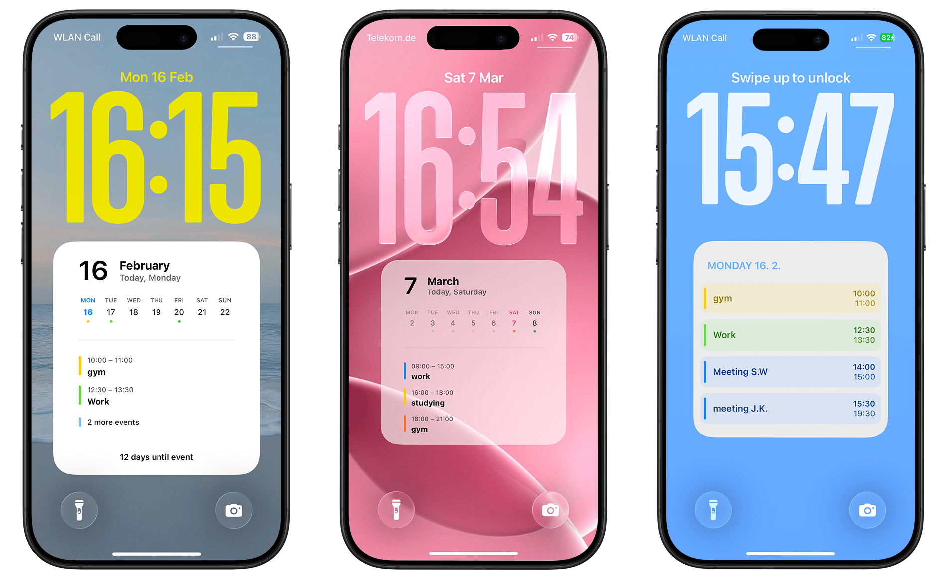 A Lock Screen Calendar showing the full day schedule seamlessly A Lock Screen Calendar showing the full day schedule seamlessly
