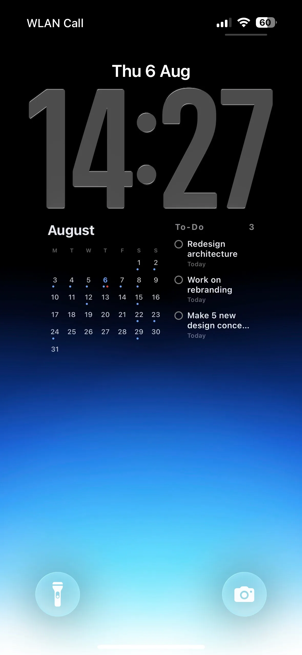 Azure: Todoist tasks on an iPhone Lock Screen wallpaper