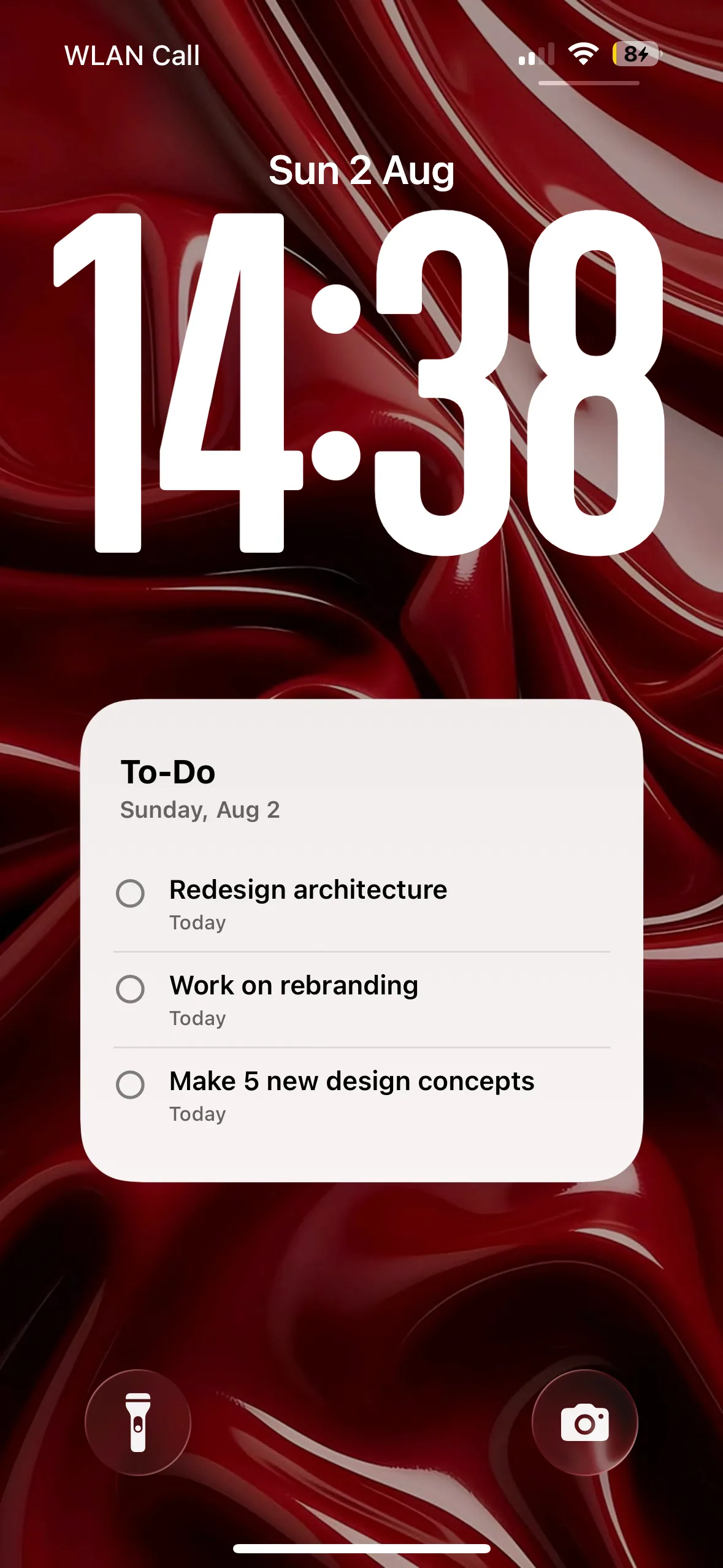 Garnet: Todoist tasks on an iPhone Lock Screen wallpaper