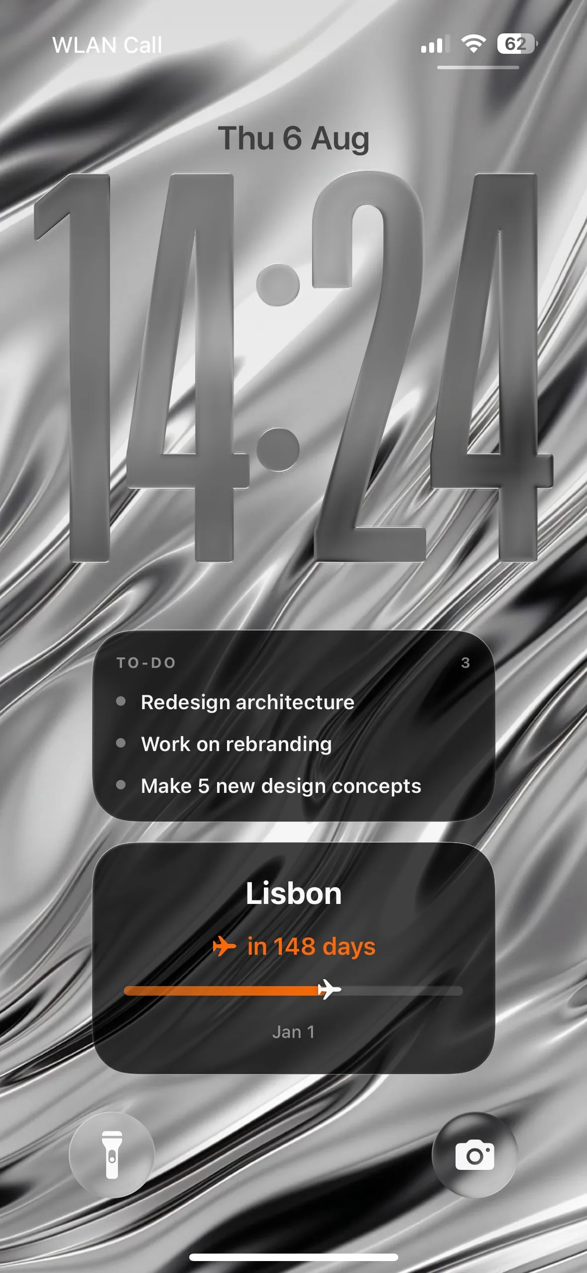 Mercury: Todoist tasks on an iPhone Lock Screen wallpaper