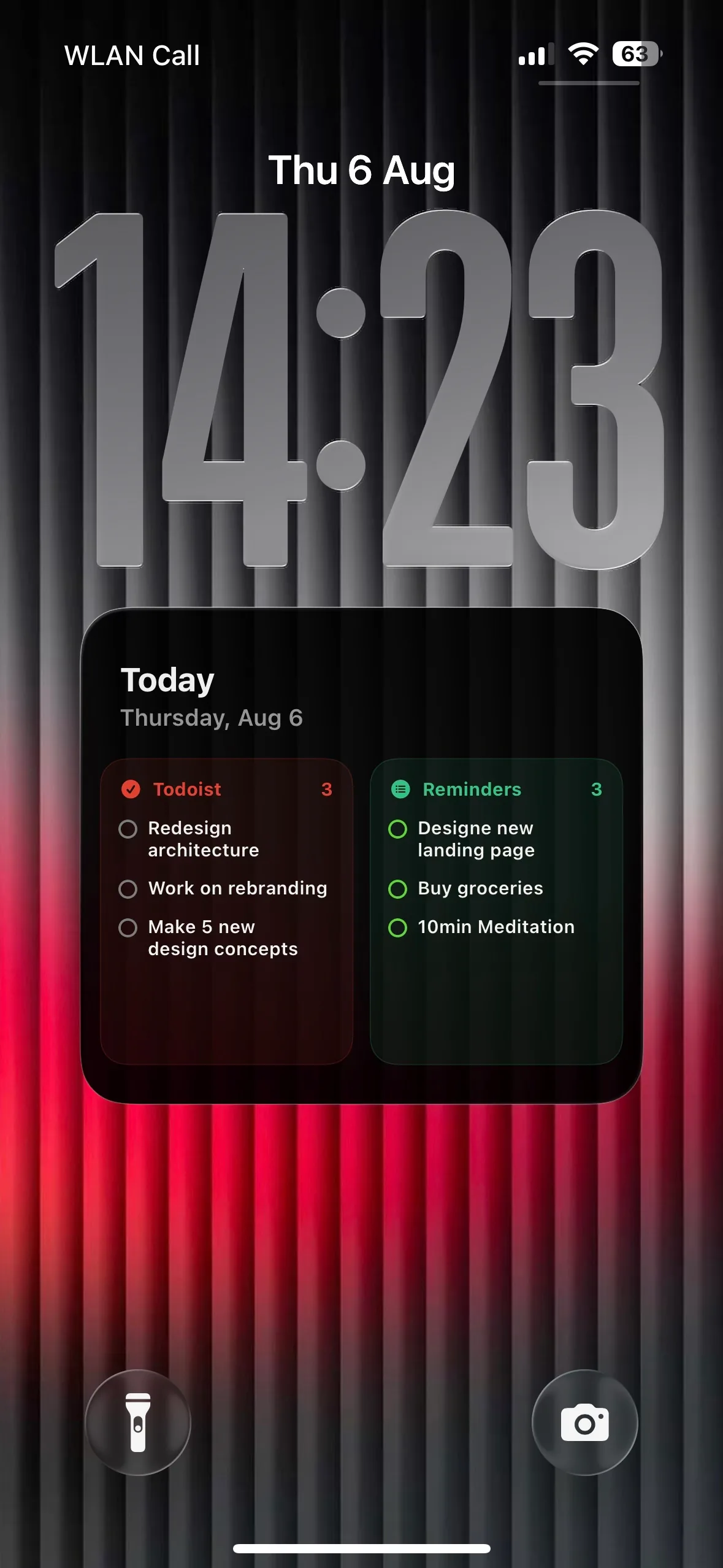 Scarlet: Todoist tasks on an iPhone Lock Screen wallpaper