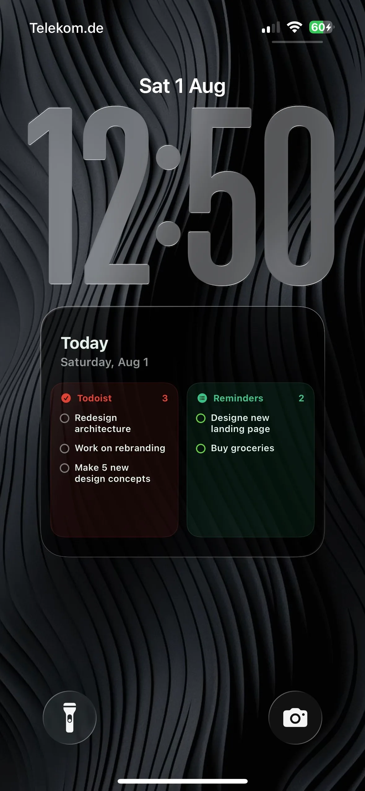 Tandem: Todoist tasks on an iPhone Lock Screen wallpaper